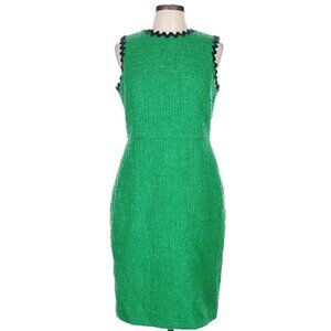 J.Crew Scalloped Crew Neck Green Tweed Dress